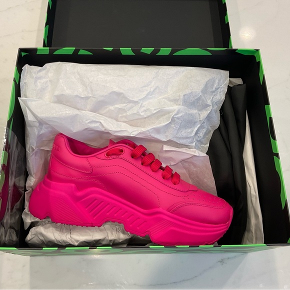 Dolce & Gabbana Pink Leather Daymaster Sneakers Size 38.5 - Picture 15 of 16